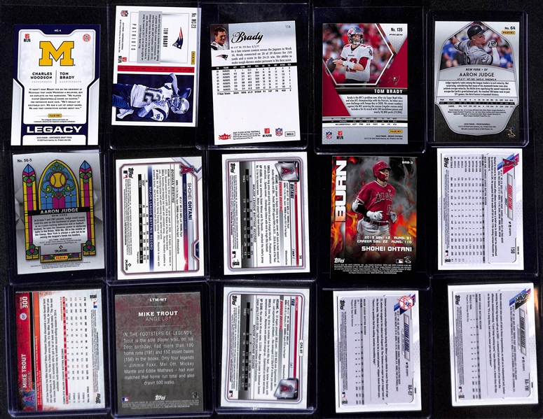 Lot of (45+) Mostly Modern Multi-Sport Lot w. Many Stars Like Tom Brady, Judge, Ohtani, Trout, Many Others and Autographs